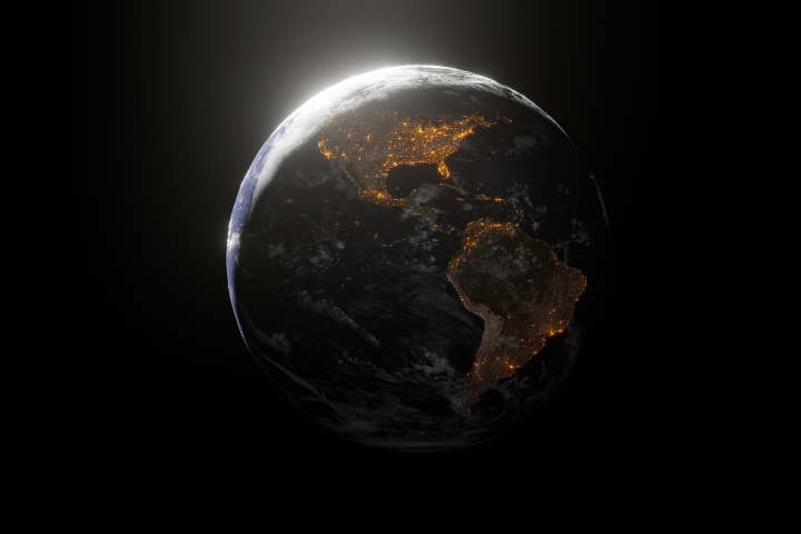 Planet Erde bei Nacht