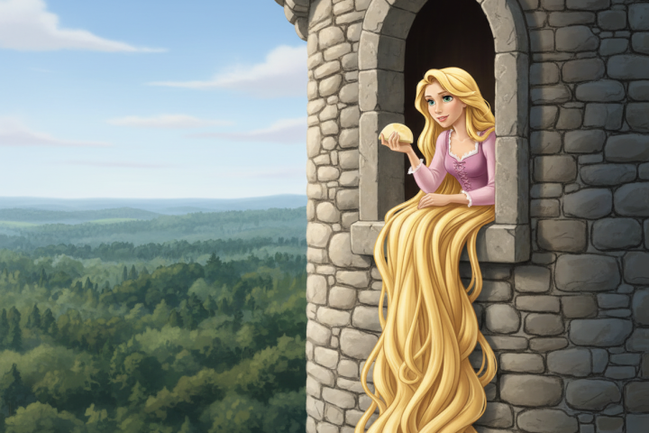 Rapunzel mit unserer Shampooseife in der Hand
