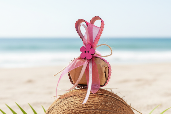 Osterhase Rosalinde auf einer Kokosnuss