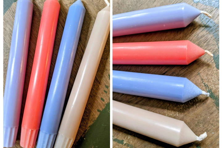 Bunte Mischung recycelter Stabkerzen
