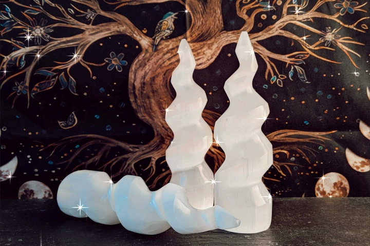 Selenit Einhorn 3 Stück