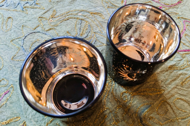 Teelichtglas Sonnenfinsternis von innen